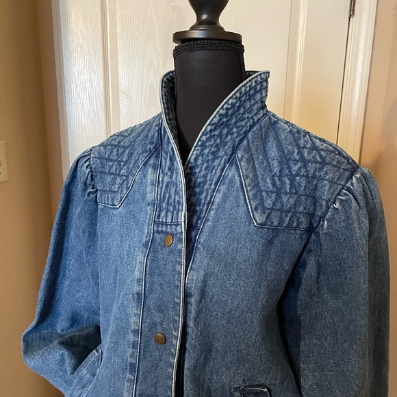 Vintage The Jack Set Blue Wash Snap Button Pocket Denim Jean Jacket Size L 80s - Picture 5 of 13